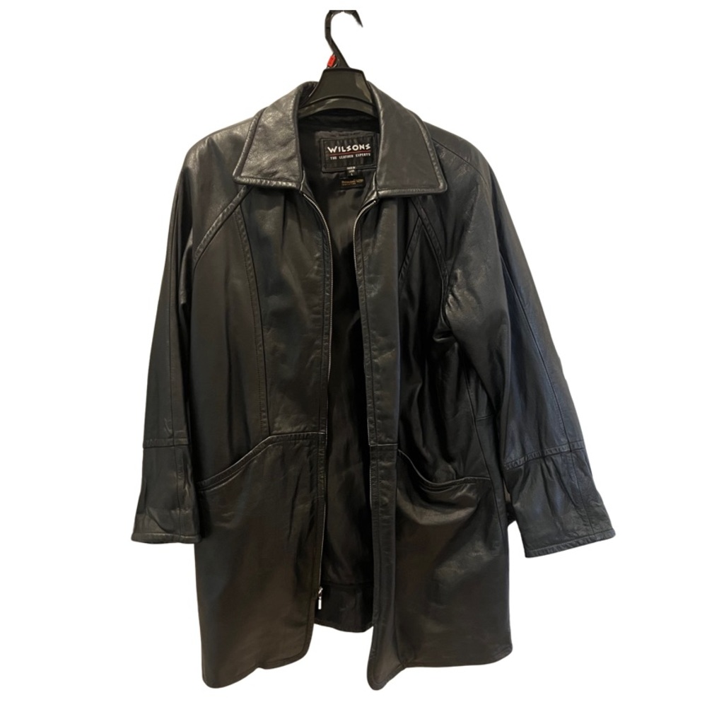 Vintage Wilsons Leather Short Trench Black Jacket